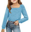 BZB Girls Long Sleeve Shirts Casual Square Neck Tunic Tops Fall Winter Clothes 5-14 Years
