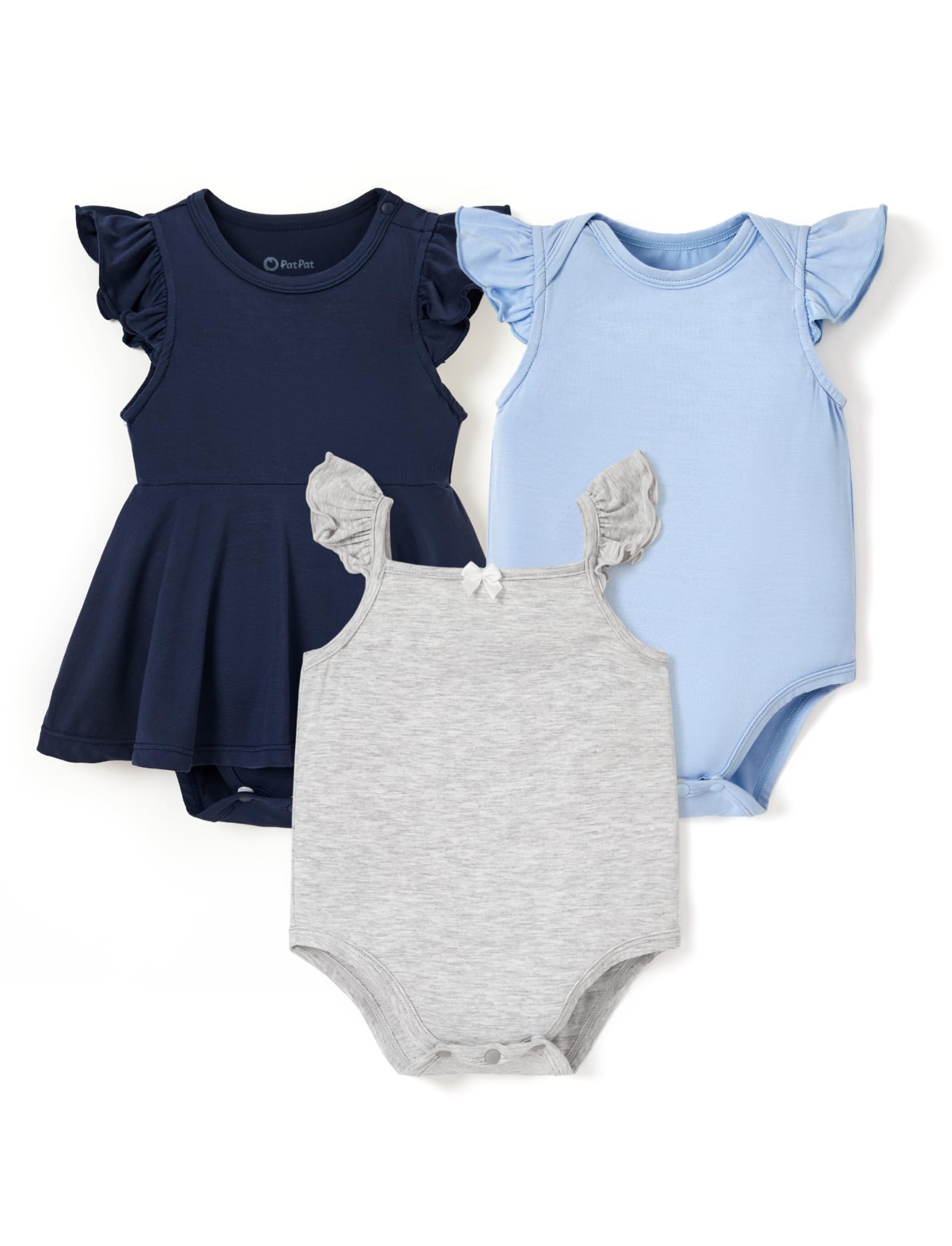 PATPAT Baby Girl Bodysuits 3-Pack - Soft Bamboo Viscose Summer Outfits for Newborn Infant and Toddler