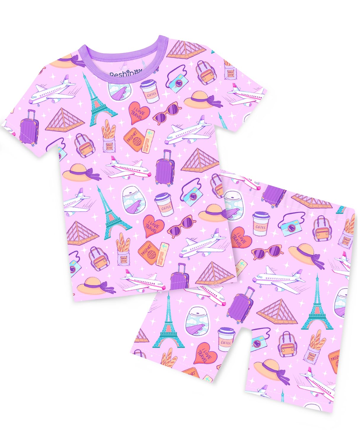 babee Reshinee Bamboo Viscose Toddler Unicorn Mermaid Girls Kids Pajamas Short Sleeve Summer Cool Snug fit Pjs 12M-8Y 2pcs