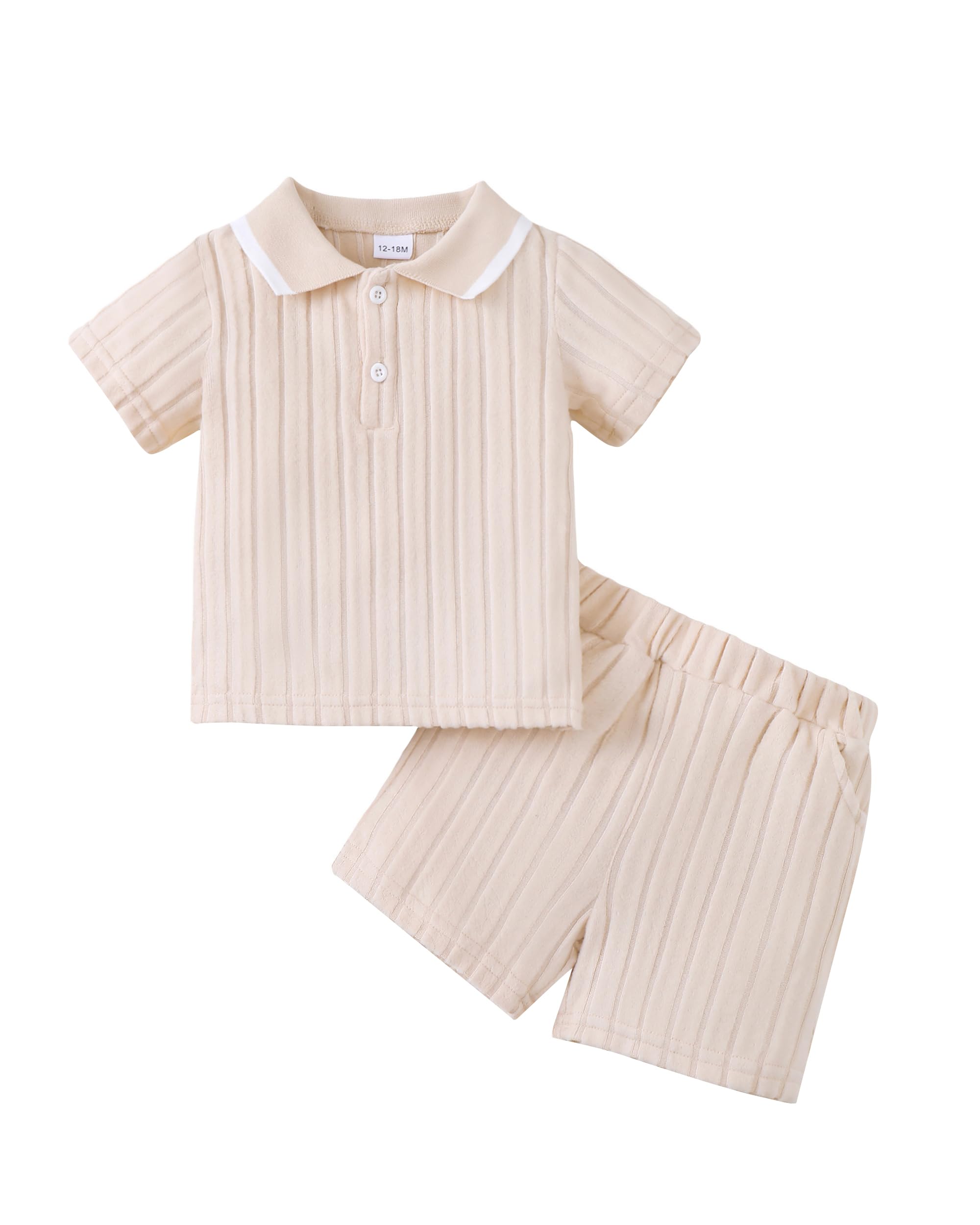 Renotemy Toddler Baby Boys Clothes Summer Outfits Polo Shirt Shorts Set 2Pcs Boys Clothing Sets 12 Month-5T