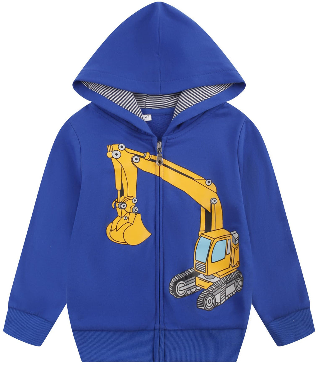 Popshion Boys Toddler Cartoon Dinosaur Hoodies Jacket Cool Long Sleeve Zipper Hooded Sport Sweatshirt Coat for Kids 1-7 Years