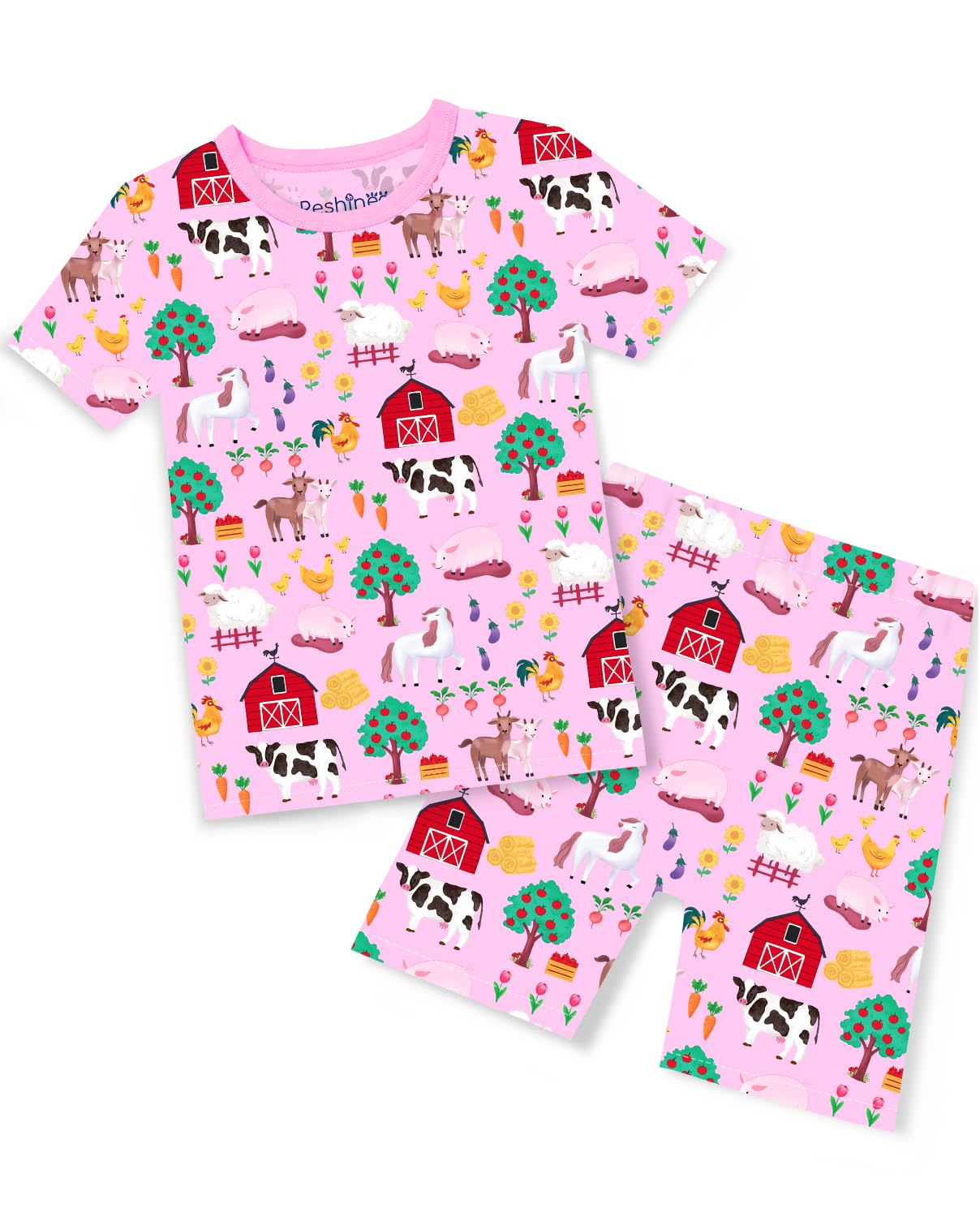 babee Reshinee Bamboo Viscose Toddler Unicorn Mermaid Girls Kids Pajamas Short Sleeve Summer Cool Snug fit Pjs 12M-8Y 2pcs