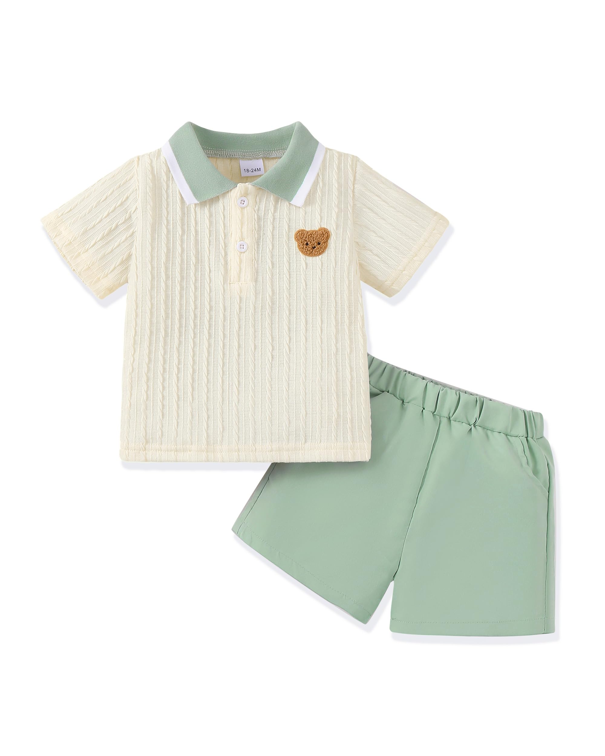 Renotemy Toddler Baby Boys Clothes Summer Outfits Polo Shirt Shorts Set 2Pcs Boys Clothing Sets 12 Month-5T