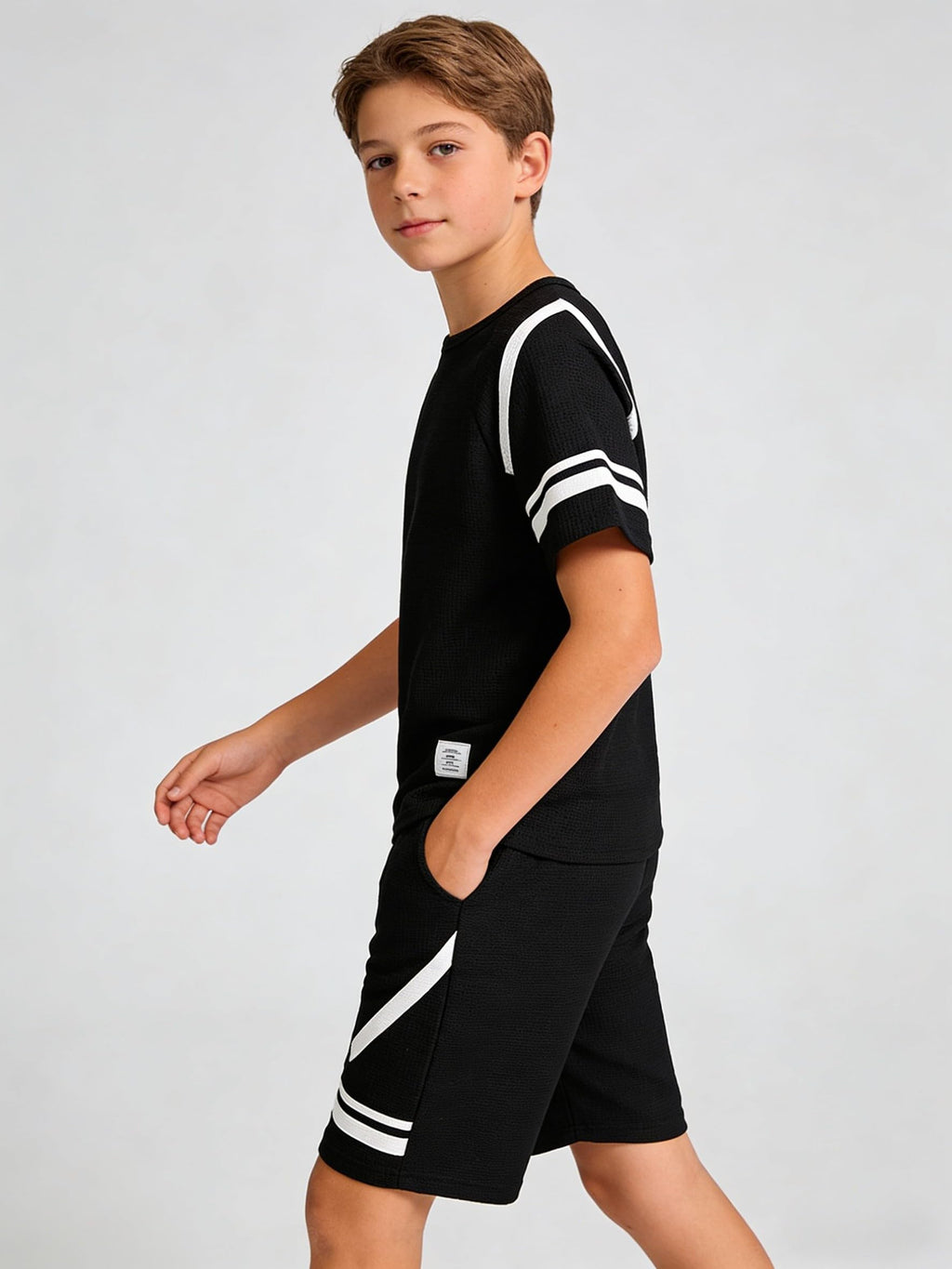 Cakaner Tween Boys Clothes Summer Simple Print T-Shirt And Shorts Set 2 Pieces Teen Trendy Outfits Size 7-14 Year