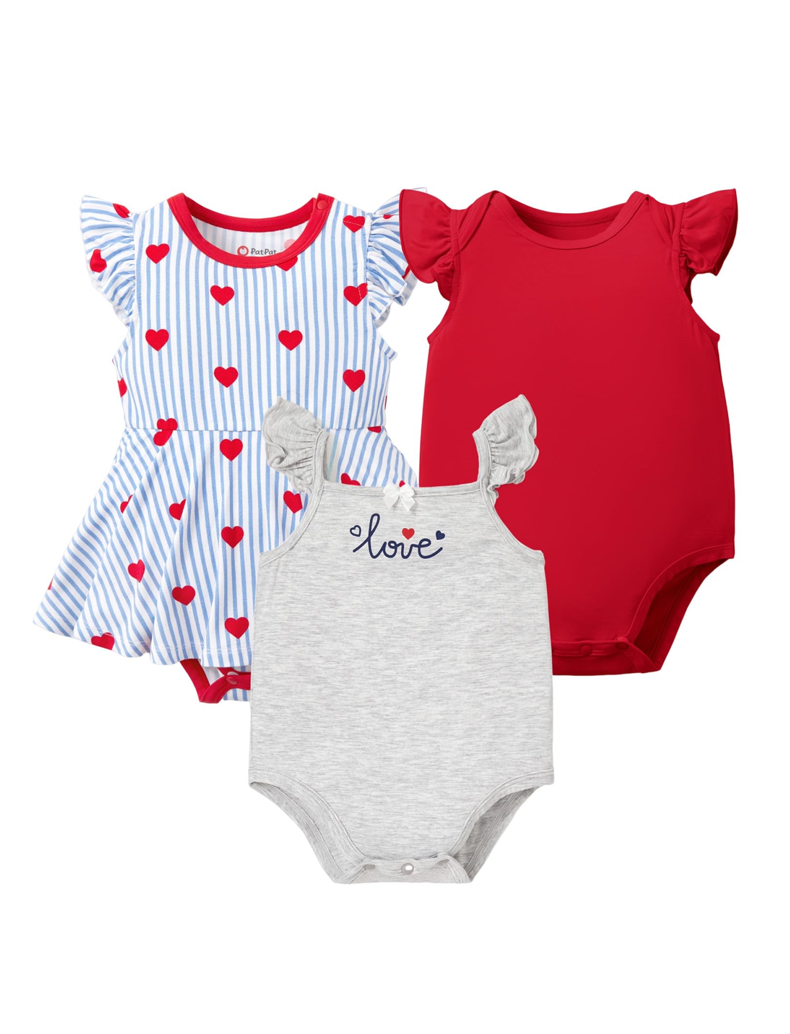 PATPAT Baby Girl Bodysuits 3-Pack - Soft Bamboo Viscose Summer Outfits for Newborn Infant and Toddler