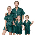 IFFEI Matching Family Silk Pajamas Set Satin Button Down Loungewear 2 Piece Top and Shorts Pjs for Couples with Pocket
