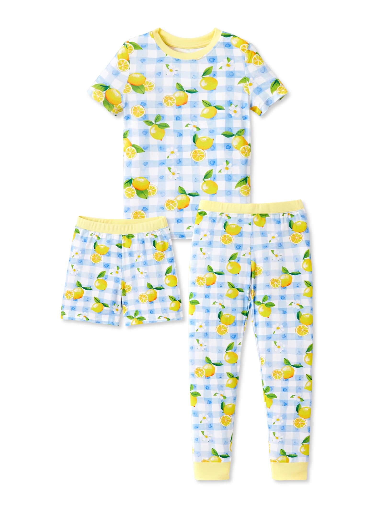 PATPAT Bamboo Viscose Pajamas Sets for Boys Girls Kids Toddler, 3 Pack Shorts & Pants Sleepers, Ultra-soft Snug Fit Pjs 2-12Y