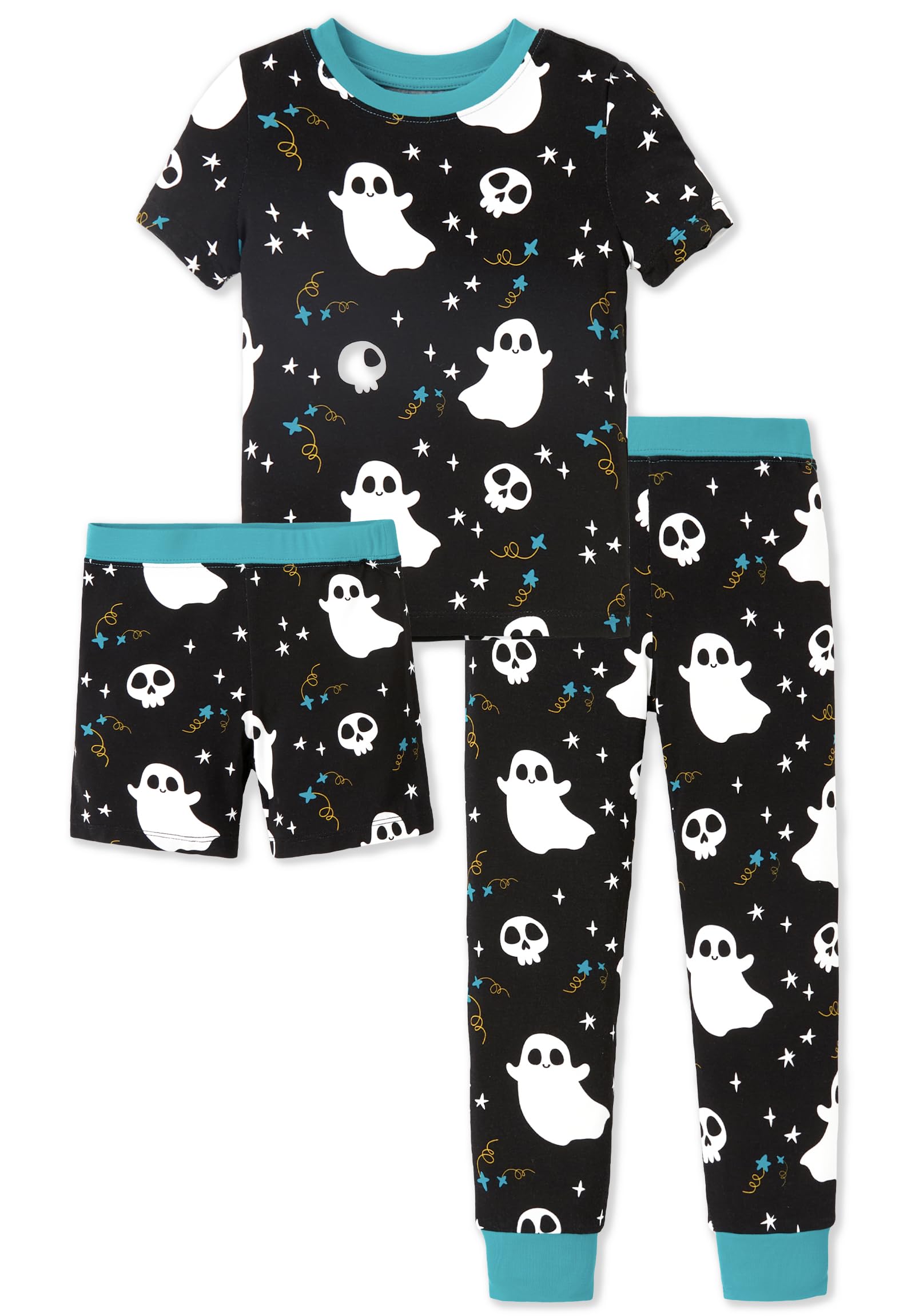PATPAT Bamboo Viscose Pajamas Sets for Boys Girls Kids Toddler, 3 Pack Shorts & Pants Sleepers, Ultra-soft Snug Fit Pjs 2-12Y