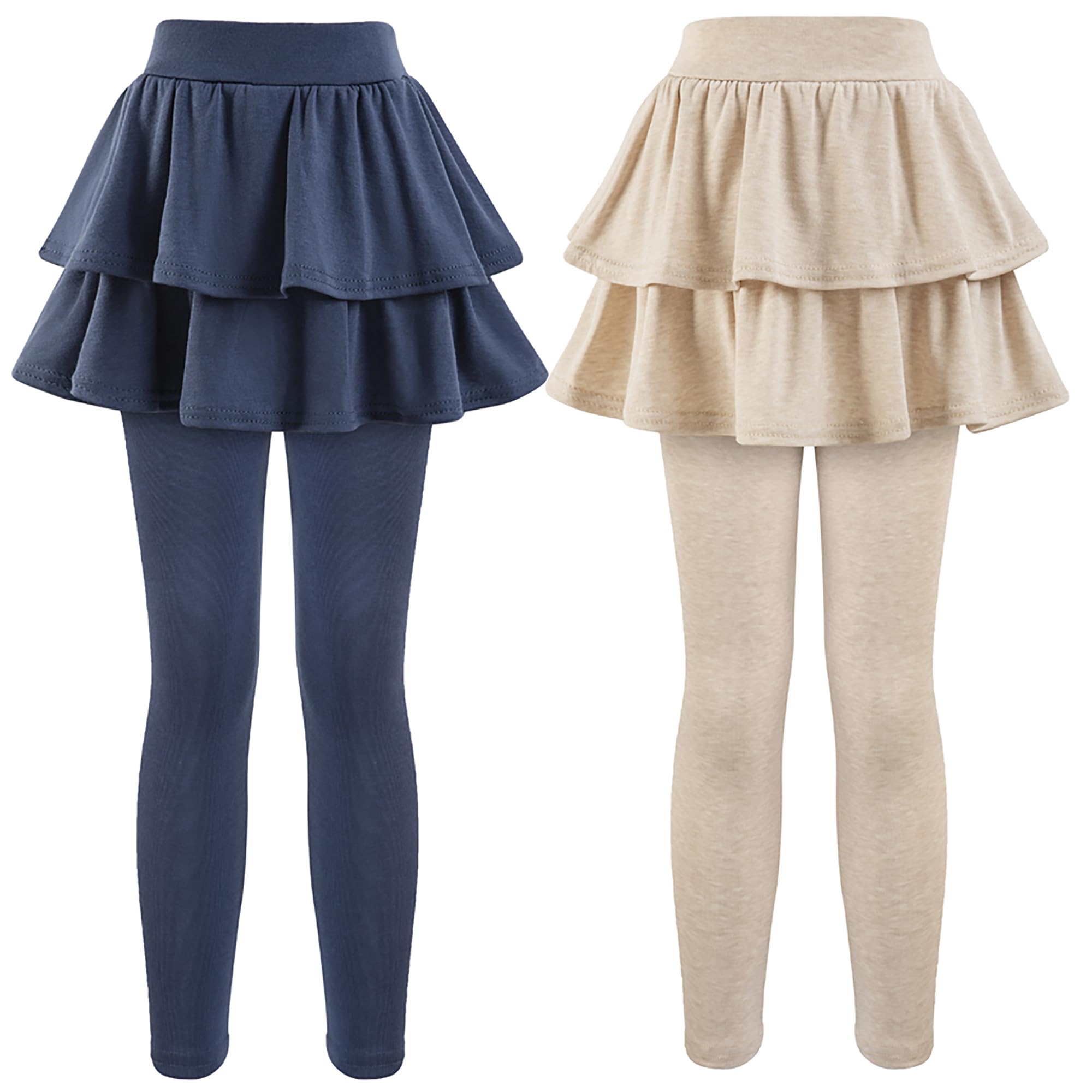 GUOGUOWU Girls School Uniform Pants Leggings with Skirts Stretch Warm Jegging 4-12 Years