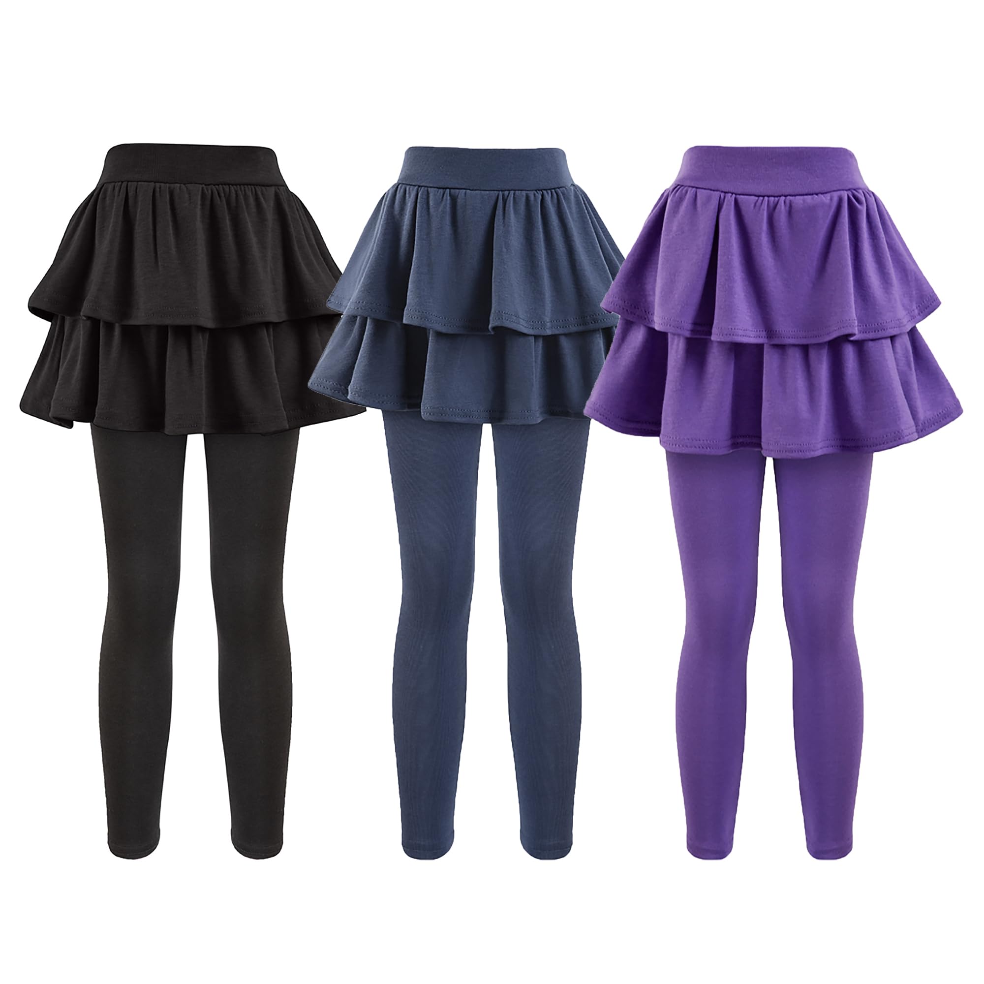 GUOGUOWU Girls School Uniform Pants Leggings with Skirts Stretch Warm Jegging 4-12 Years