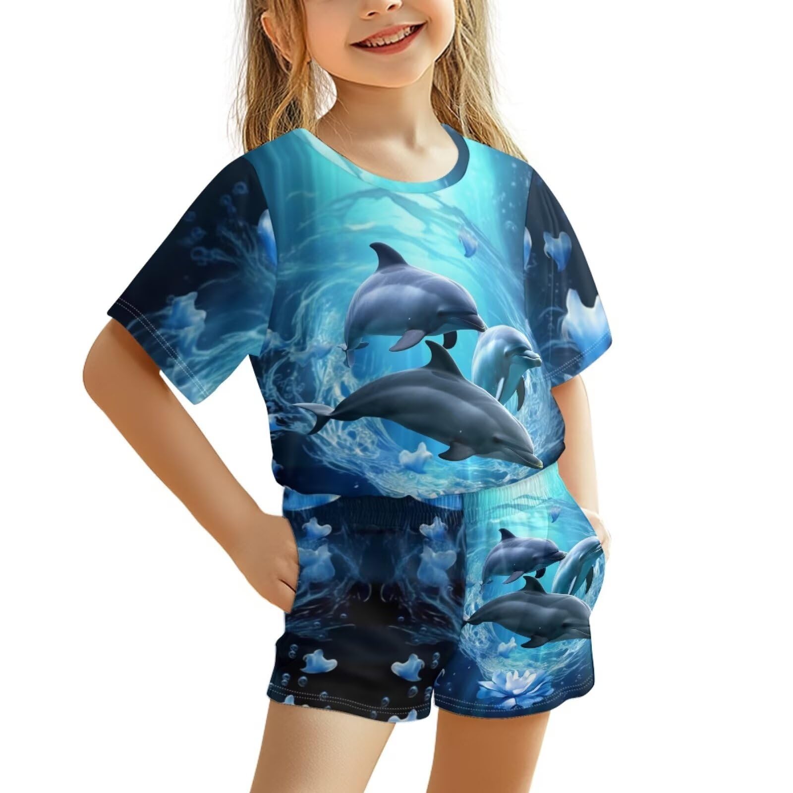 Upetstory Kids Summer Outfit for Girls Boys T-Shirt and Shorts Set Size 3-16