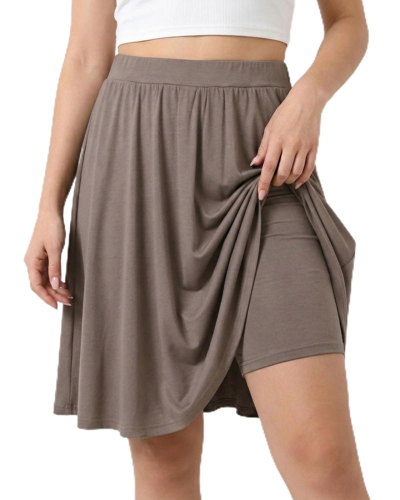 Coaturi Girls Knee Length Skirt : Aline Pleated Skirt Built-in Shorts or Leggings Basic Skorts Size 6-14Y