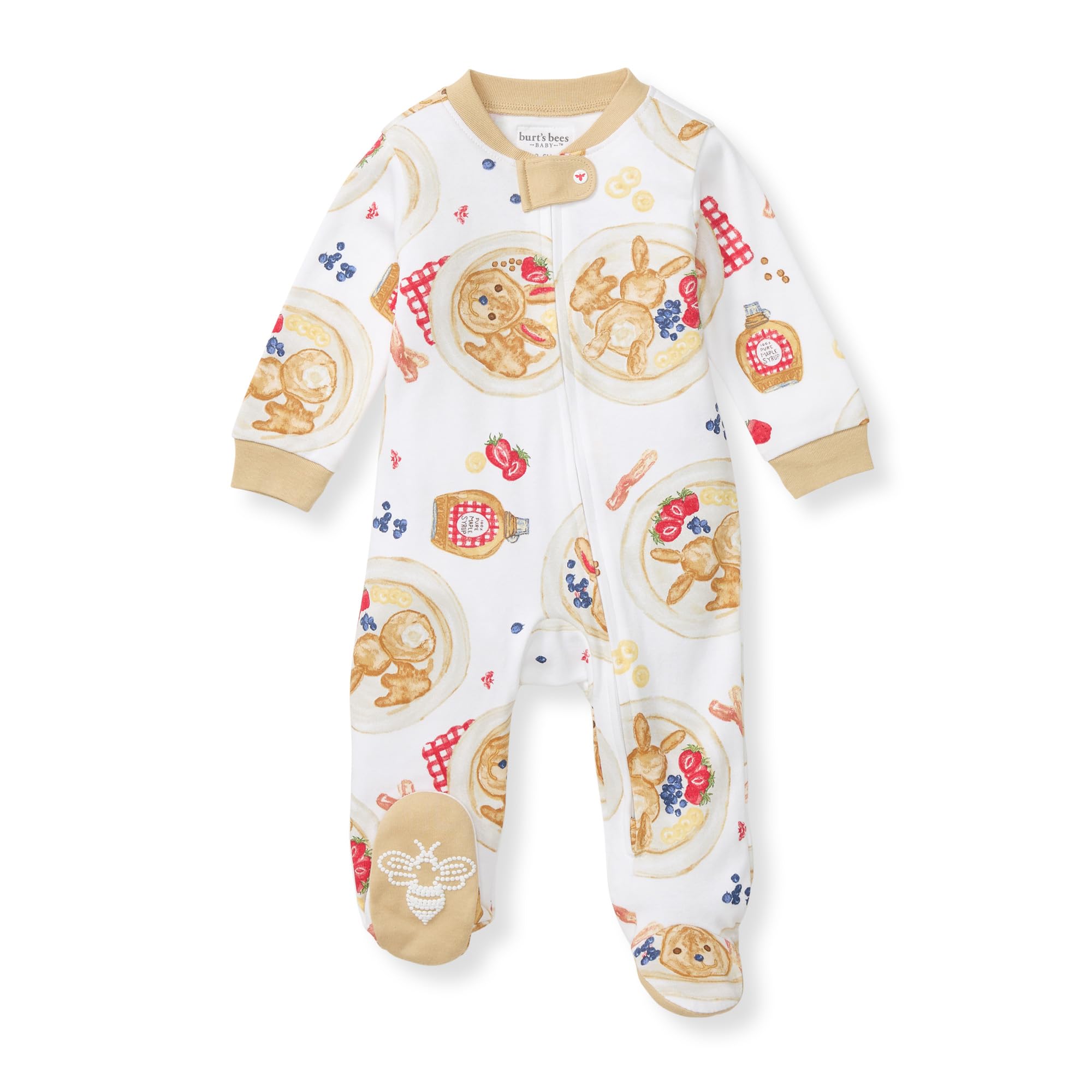 Burt's Bees Baby Boys Sleep and Play Pajamas, 100% Organic Cotton, One-piece PJs, Diagonal Zip Up Loose Fit Footie