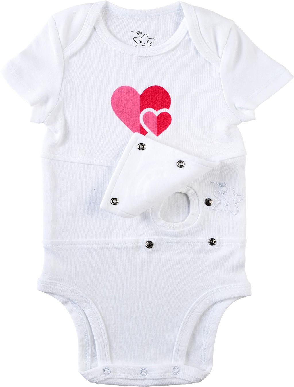 Starberrykids Unisex Adaptive Feeding G-Tube Baby Onesies, 100% Cotton, Round Neck Style, Short Sleeve- 17 Colors & 10 Sizes