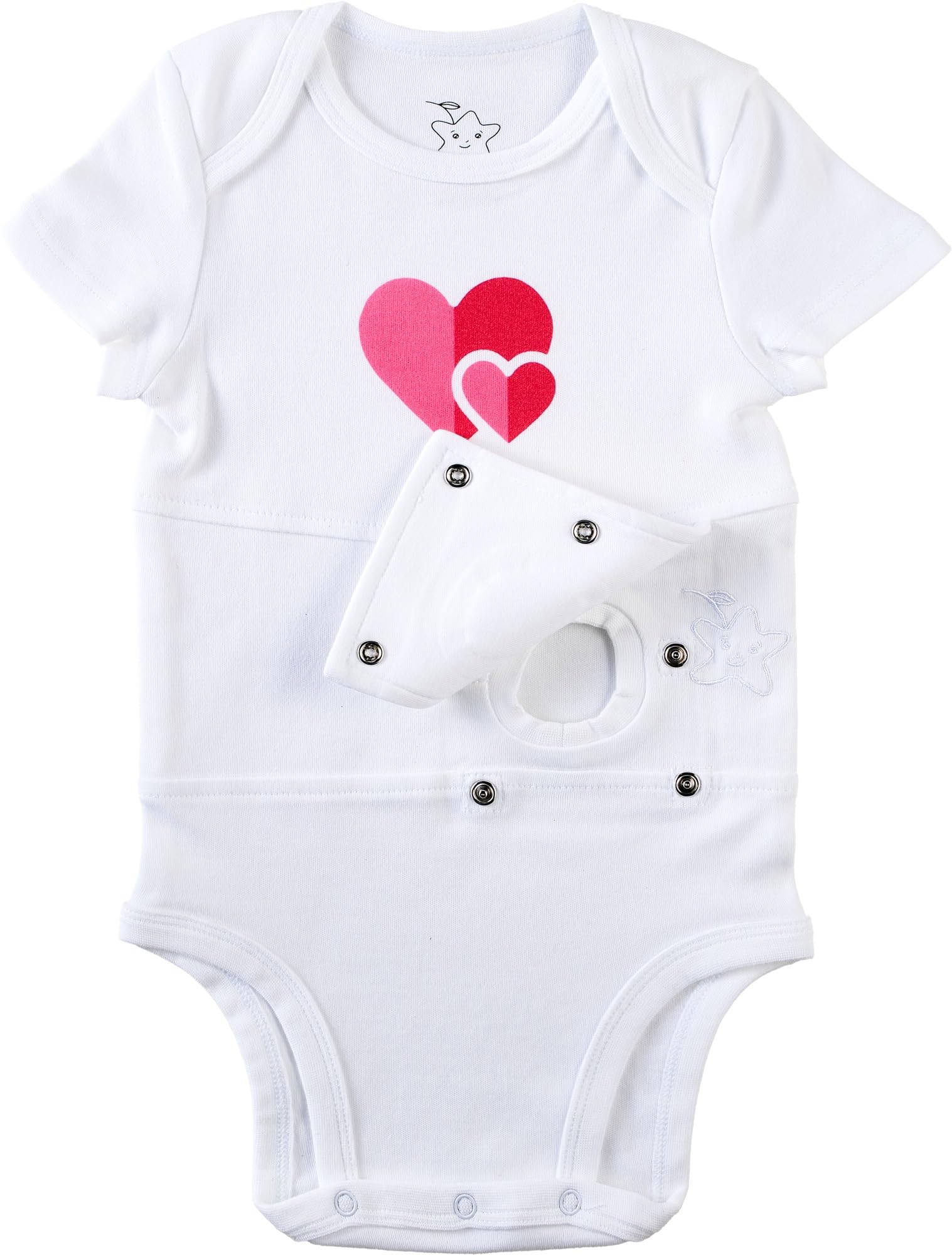 Starberrykids Unisex Adaptive Feeding G-Tube Baby Onesies, 100% Cotton, Round Neck Style, Short Sleeve- 17 Colors & 10 Sizes
