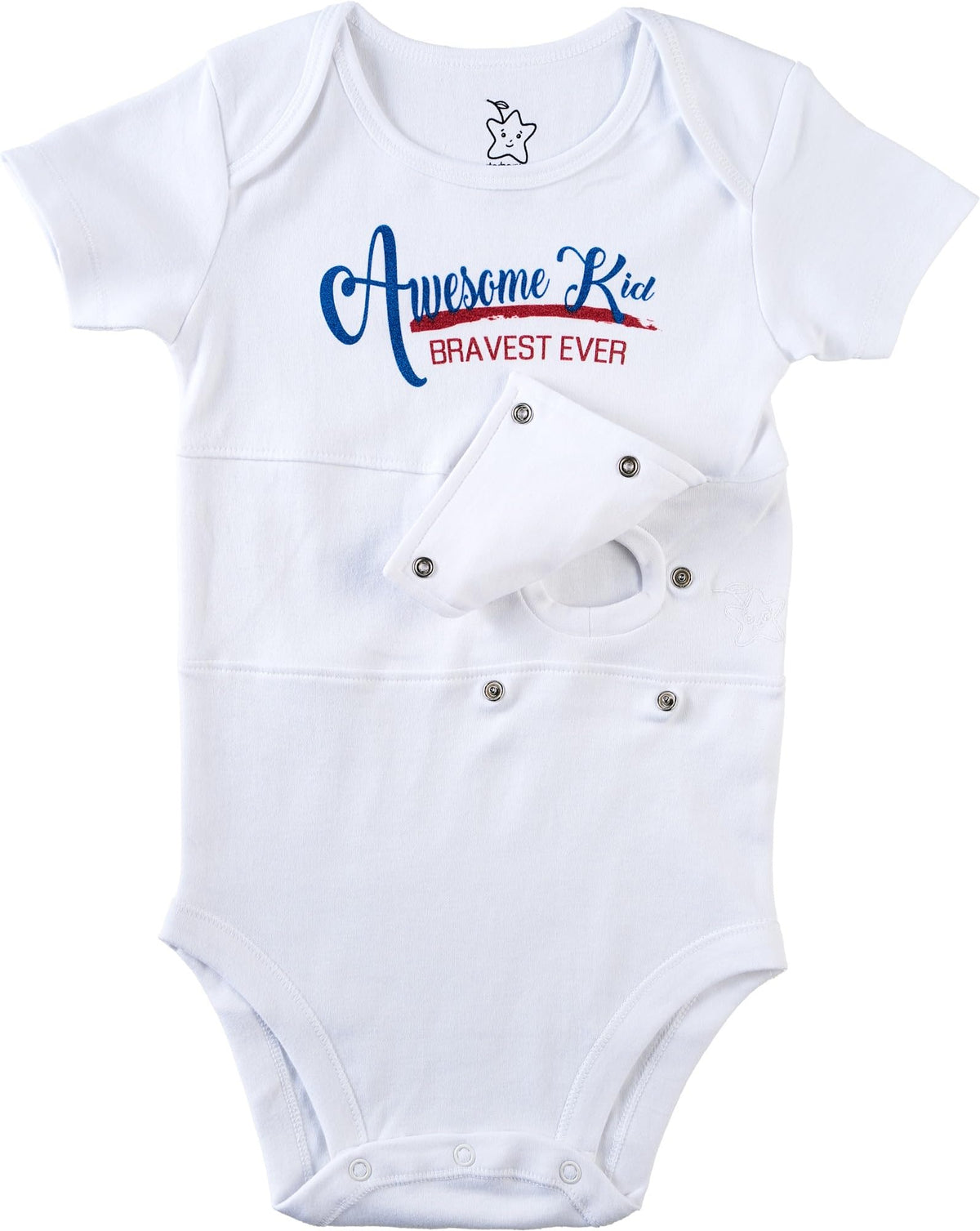 Unisex Baby Adaptive G-Tube Cotton Short Sleeve Onesie