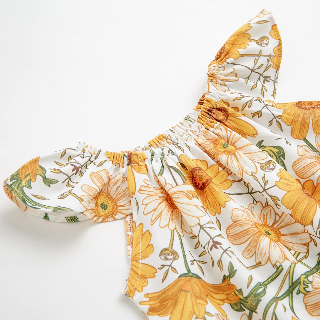 Simplee kids Baby Girls Summer Romper Onesie Infant Newborn Floral Ruffled Sleeveless Bodysuit