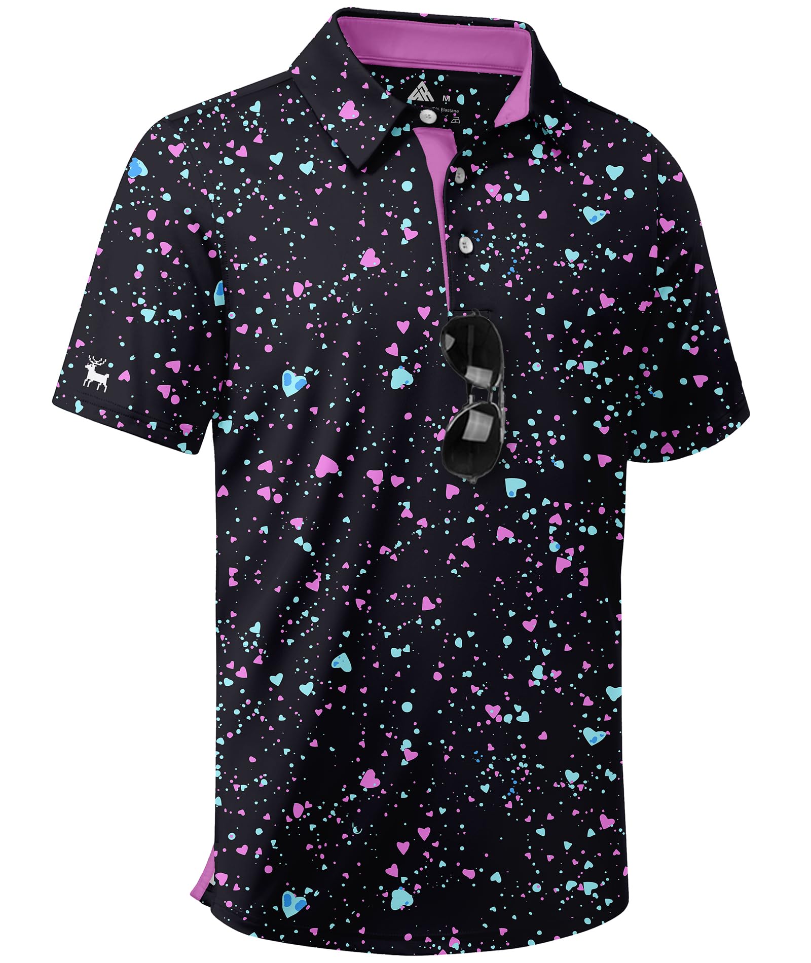 ZITY Boys Golf Polo Shirts Short Sleeve UPF 50+ Print Pattern Shirts for Youth Kids Funny School Uniform Collared T-Shirt