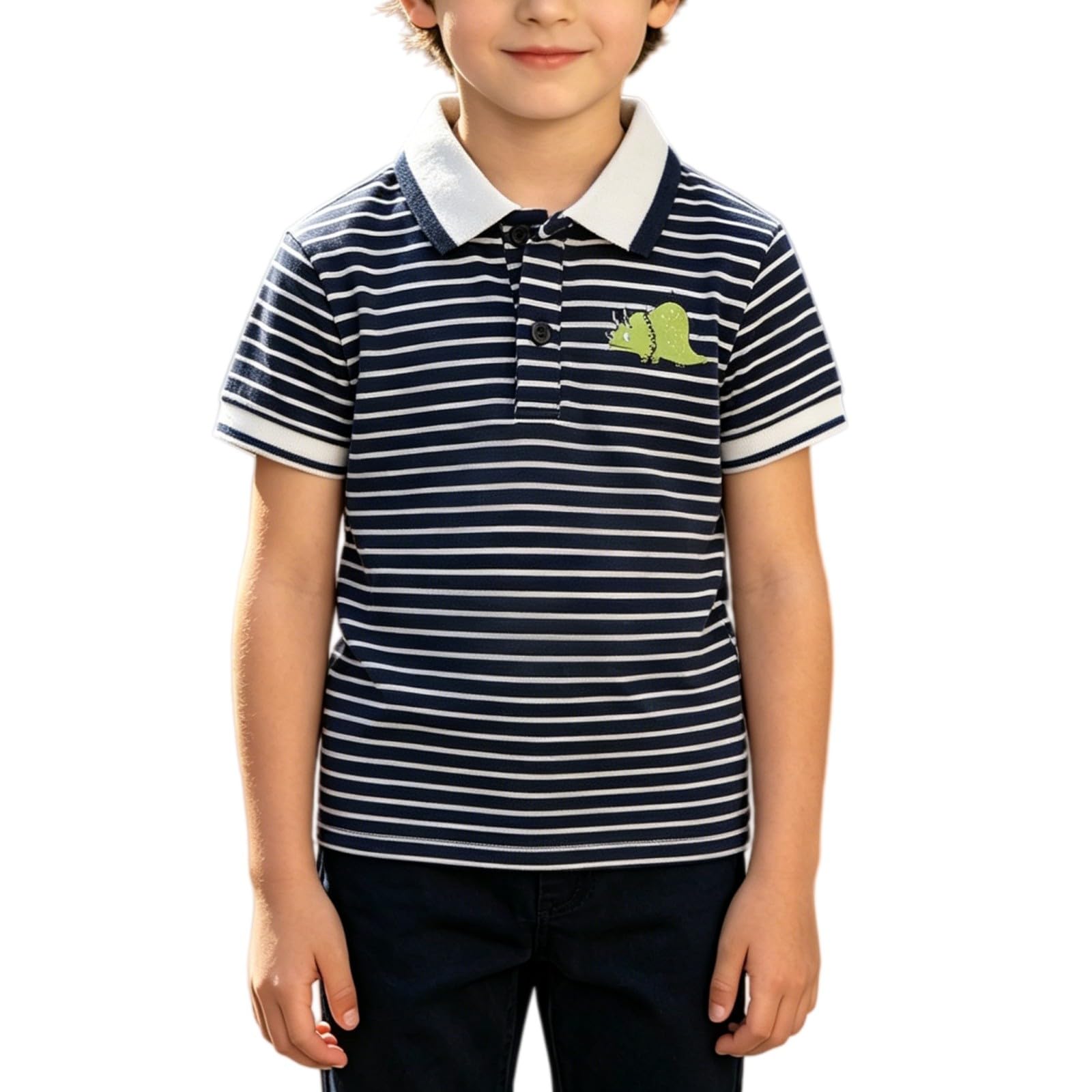 Back to School Polo Shirts for Boys Collared Short Sleeve Button Down Cotton Uniform Tops Daily Casual Outdoor Wear Clothes