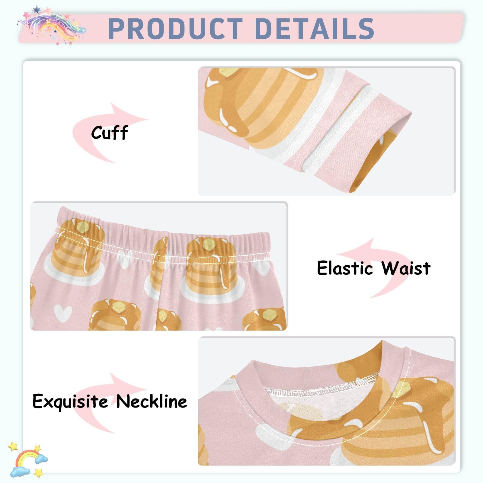 WIFIU Pajama Sets Long Sleeve Top and Pants Soft Cotton Sleepwear 2 Piece Pjs Set for Home Casual Size 18M-8Y