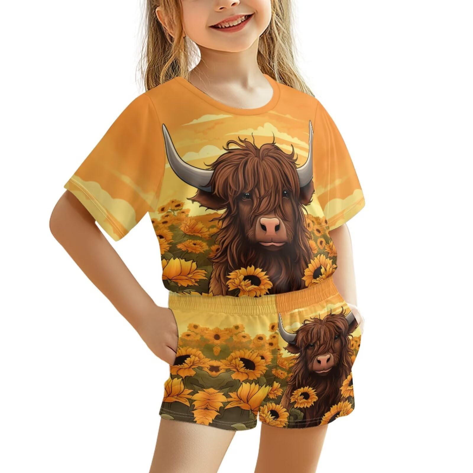 Upetstory Kids Summer Outfit for Girls Boys T-Shirt and Shorts Set Size 3-16