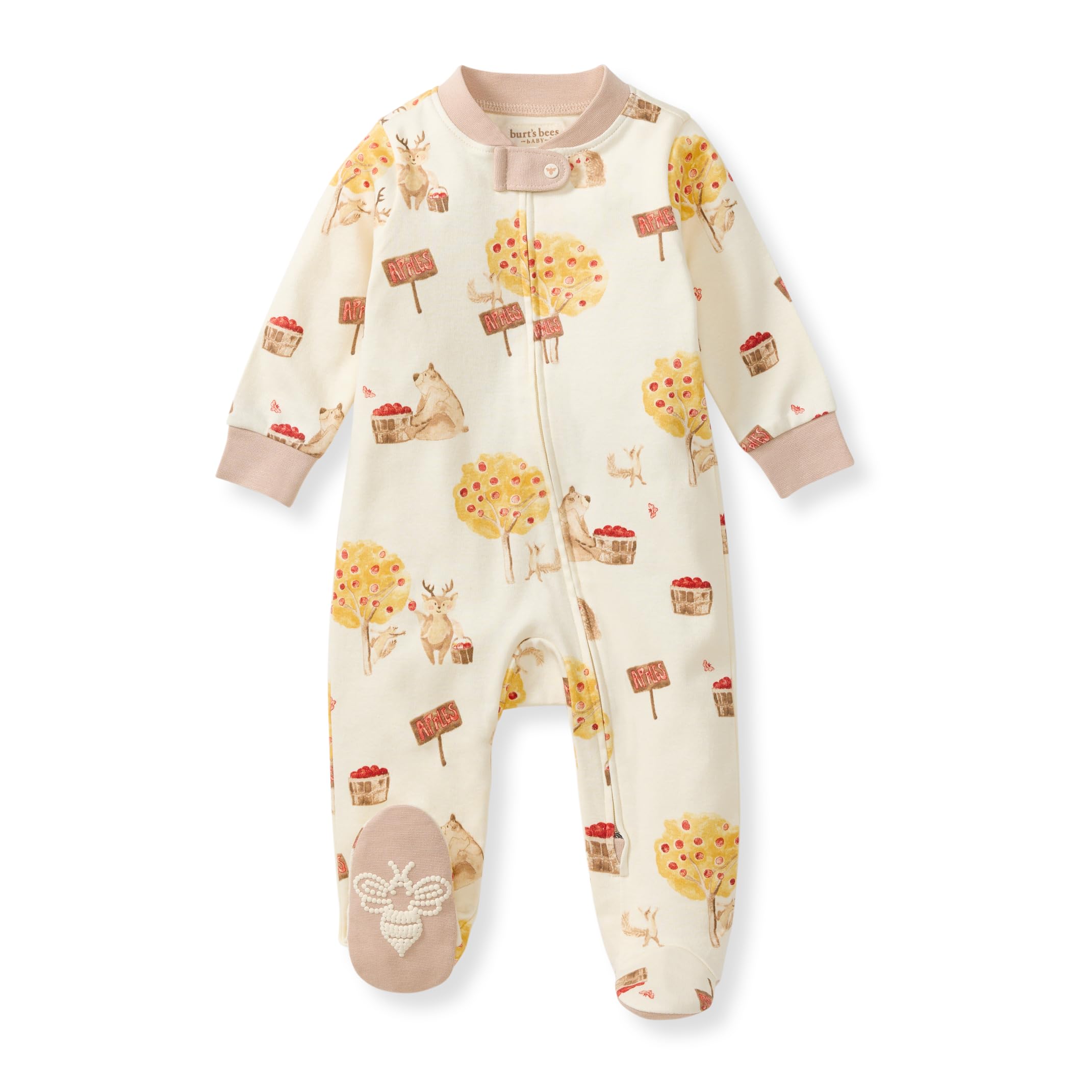 Burt's Bees Baby Boys Sleep and Play Pajamas, 100% Organic Cotton, One-piece PJs, Diagonal Zip Up Loose Fit Footie