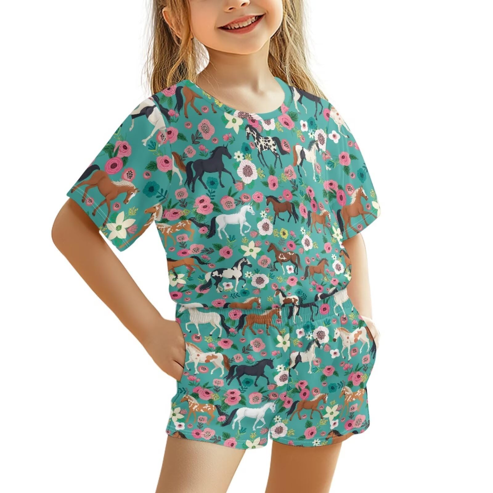 Upetstory Kids Summer Outfit for Girls Boys T-Shirt and Shorts Set Size 3-16