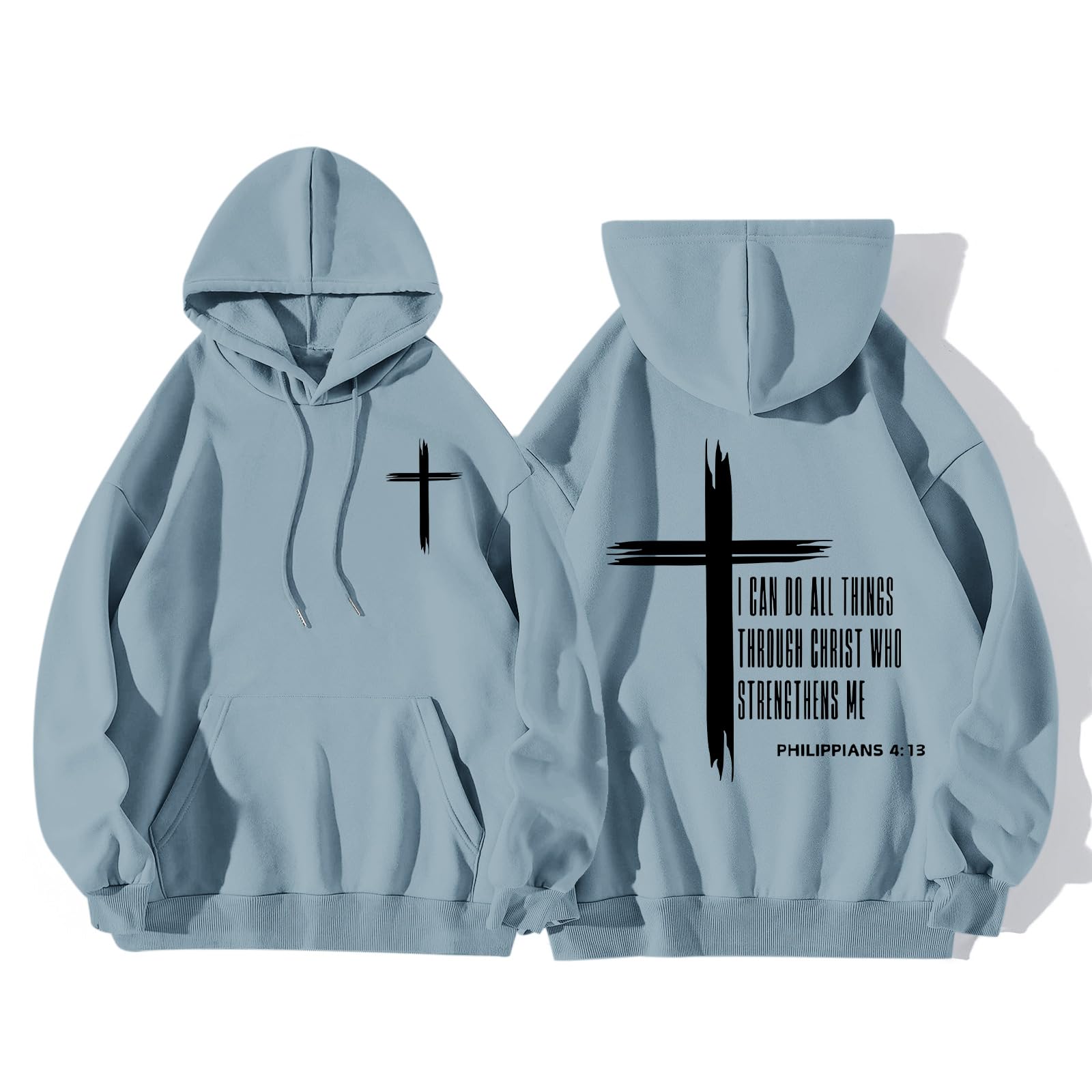 KEEVICI Christian Graphic Hoodies For Teen Boys Jesus Hoodie Faith God Sweatshirt Bible Verse Pullover Religious Tops