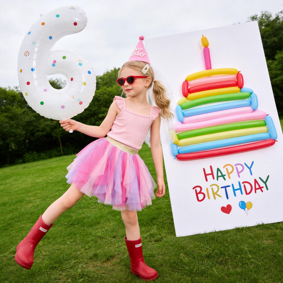 Girls Rainbow Floral Tulle Tutu Skirt for Toddlers