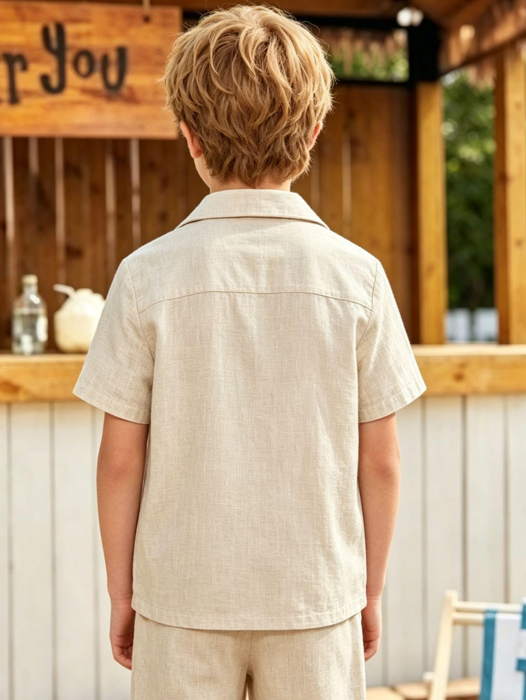 Verdusa Boy's 2 Piece Sets Linen Set Going Out Summer Outfits Button Up Shirt and Pants Set Matching Sets