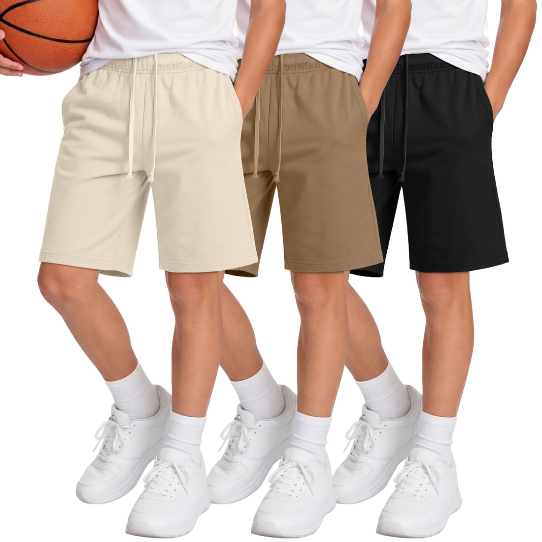 Boys 3-Pack Baggy Athletic Jogger Shorts with Pockets