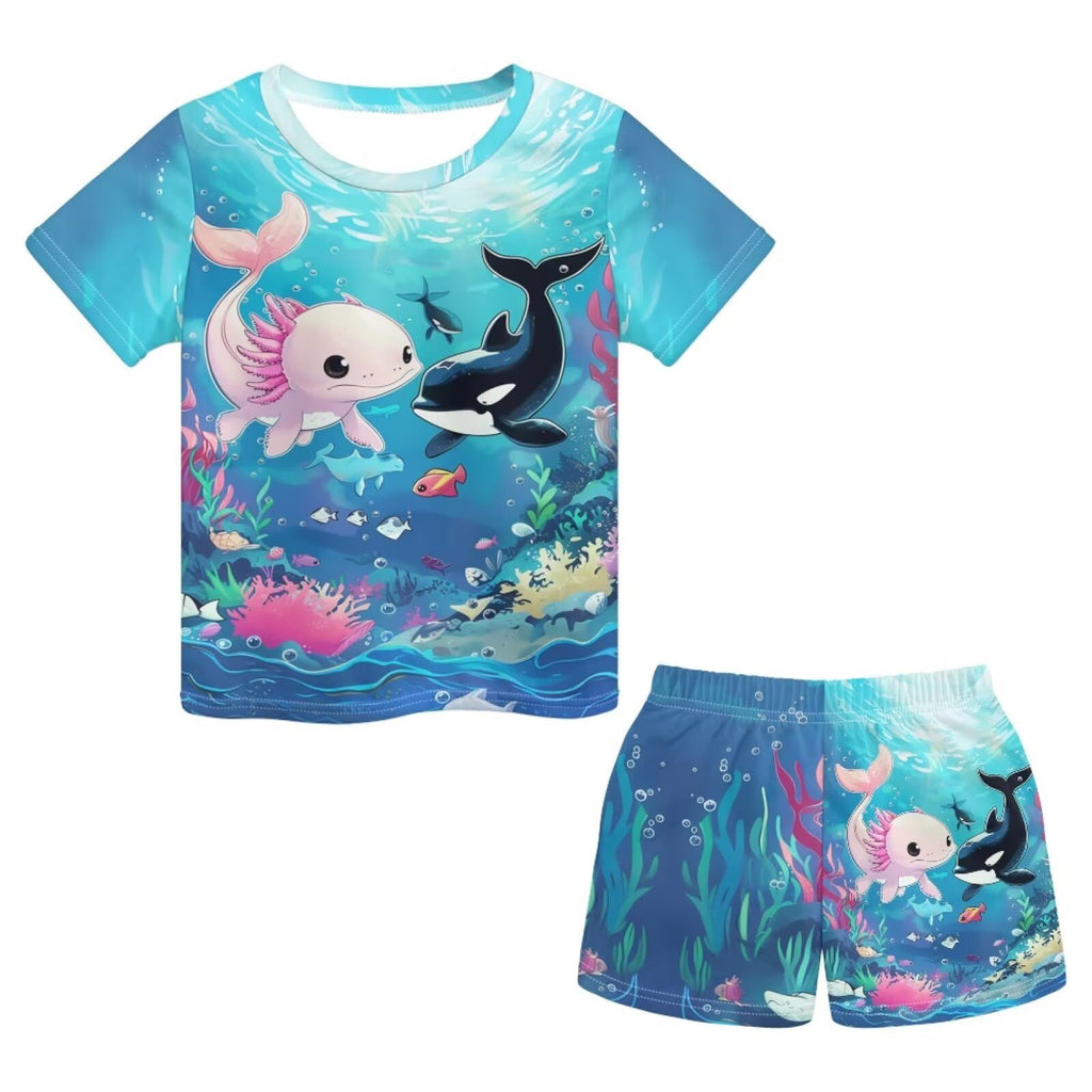 Upetstory Kids Summer Outfit for Girls Boys T-Shirt and Shorts Set Size 3-16