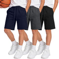 Langyiwee 3 Pack Boys Shorts Kids Baggy Athletic Sweat Shorts with Pockets Elastic Waist Summer Casual Joggers, 6-16 Years