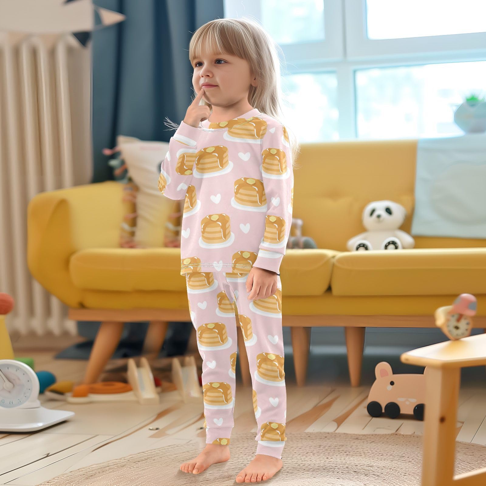 WIFIU Pajama Sets Long Sleeve Top and Pants Soft Cotton Sleepwear 2 Piece Pjs Set for Home Casual Size 18M-8Y