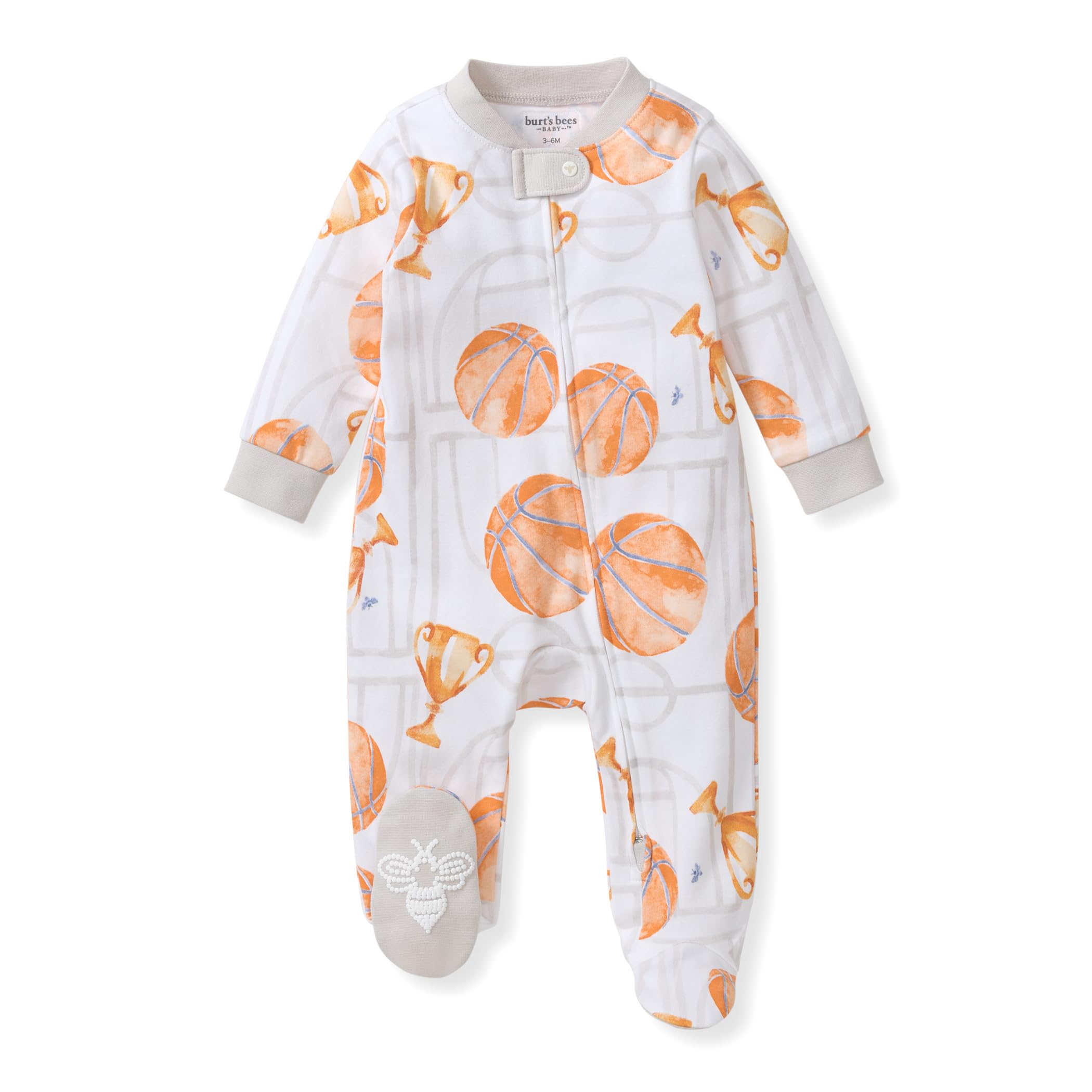 Burt's Bees Baby Boys Sleep and Play Pajamas, 100% Organic Cotton, One-piece PJs, Diagonal Zip Up Loose Fit Footie