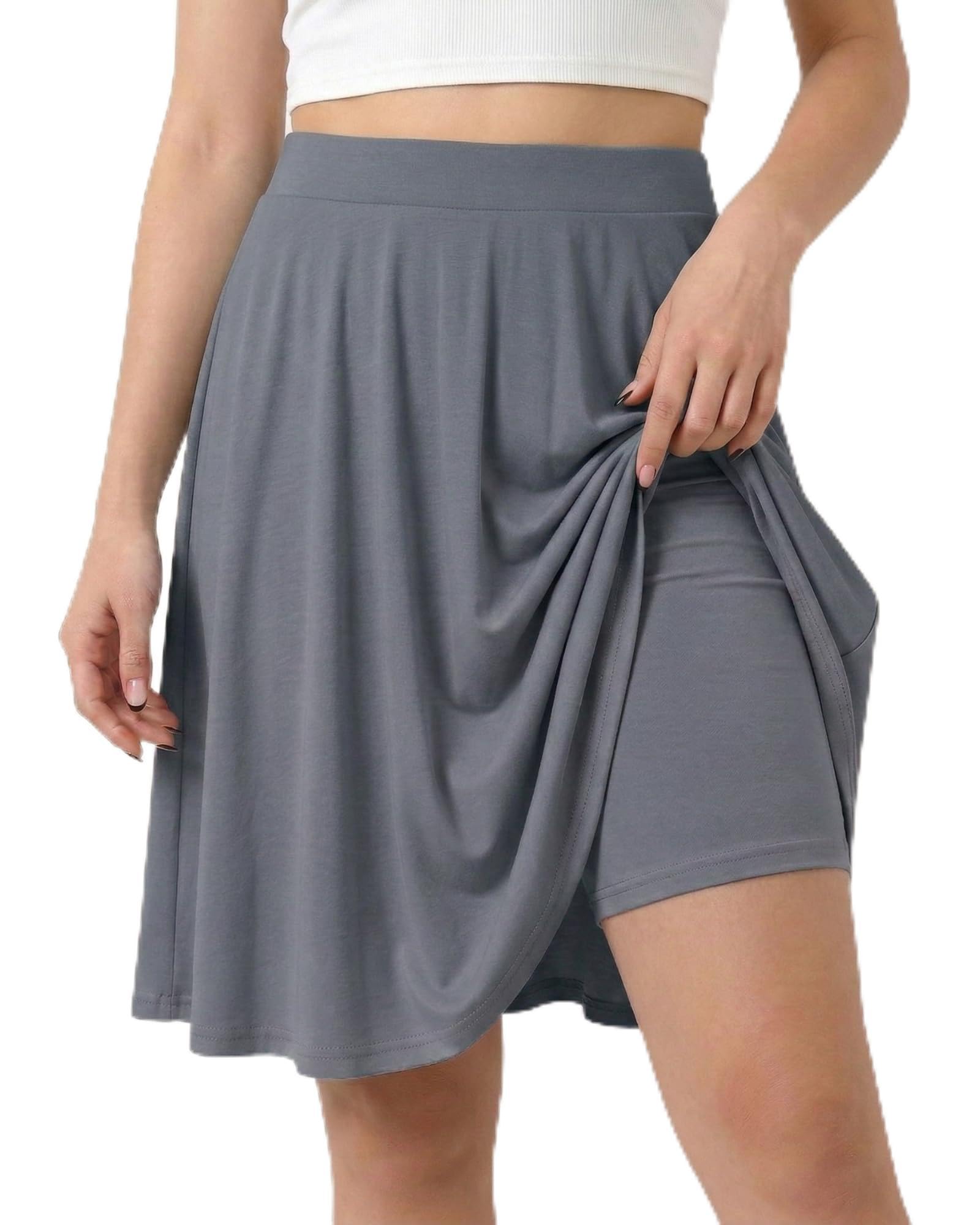 Coaturi Girls Knee Length Skirt : Aline Pleated Skirt Built-in Shorts or Leggings Basic Skorts Size 6-14Y