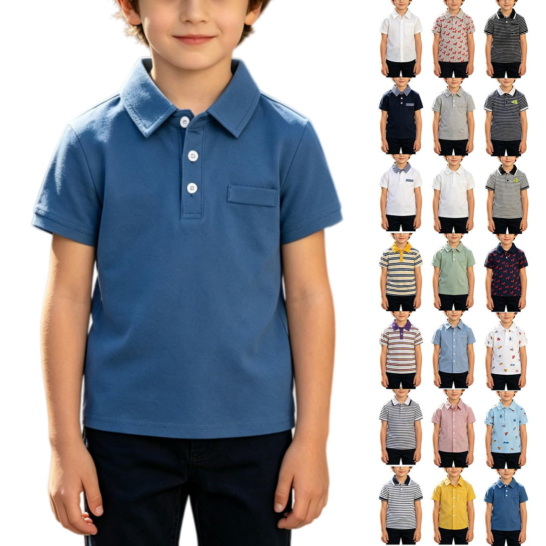 Boys Short Sleeve Cotton School Uniform Polo Shirt