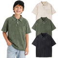 Arssm Boys Polo Shirts Kids Oversized T Shirts Cotton Acid Washed Tshirts Vintage Summer Basic Tees