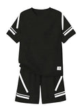 Cakaner Tween Boys Clothes Summer Simple Print T-Shirt And Shorts Set 2 Pieces Teen Trendy Outfits Size 7-14 Year
