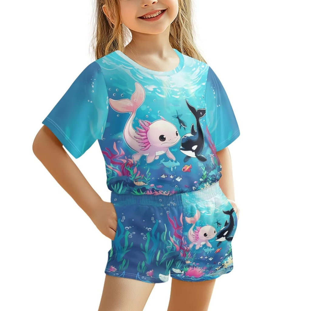 Upetstory Kids Summer Outfit for Girls Boys T-Shirt and Shorts Set Size 3-16