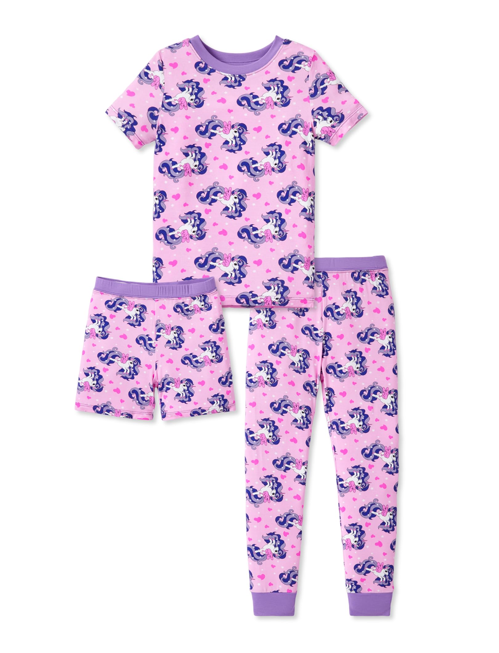PATPAT Bamboo Viscose Pajamas Sets for Boys Girls Kids Toddler, 3 Pack Shorts & Pants Sleepers, Ultra-soft Snug Fit Pjs 2-12Y