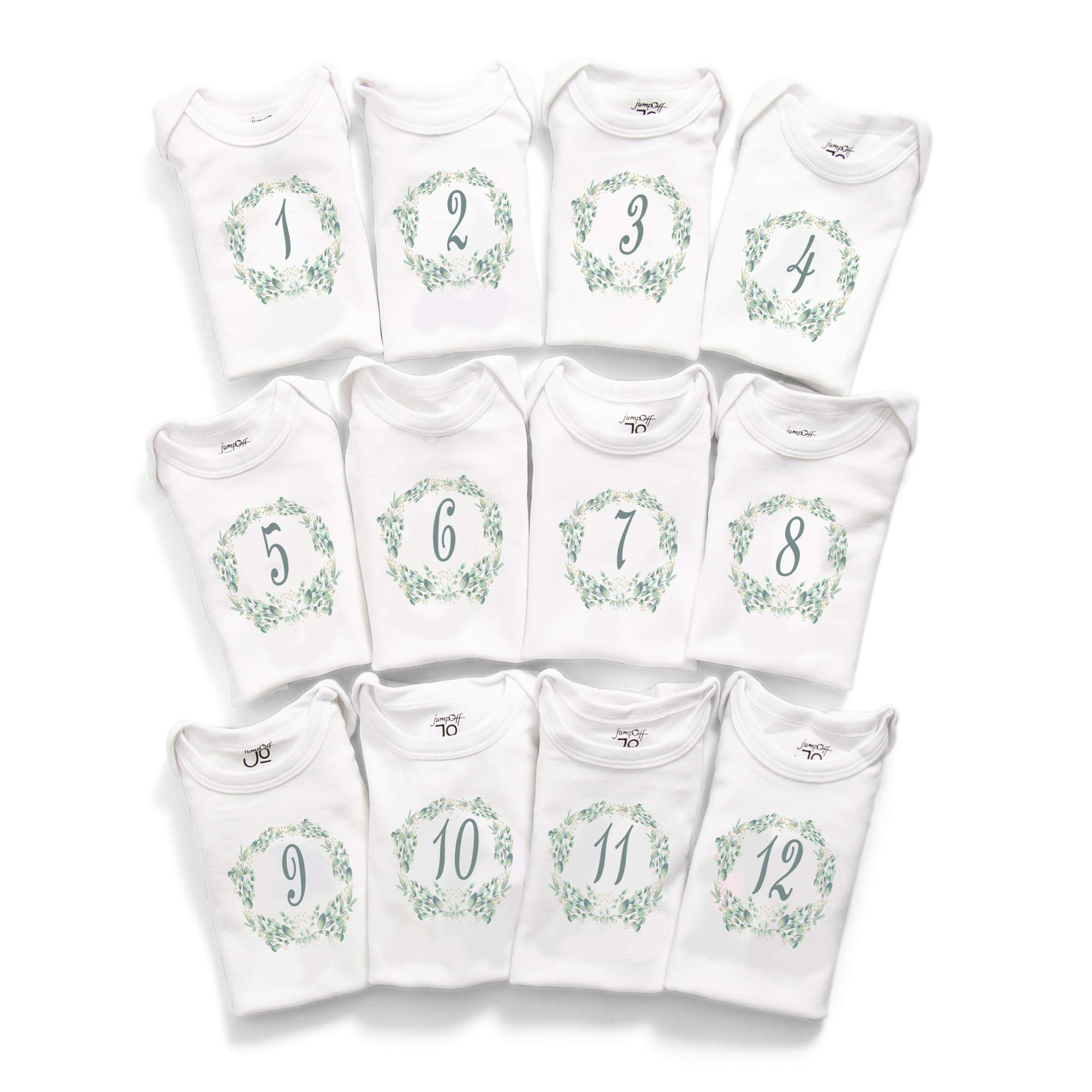 JumpOff Jo - Seize The Moment Baby Milestone Onesies, 1 Through 12 Bodysuit Set With Numbers, Newborn Essentials