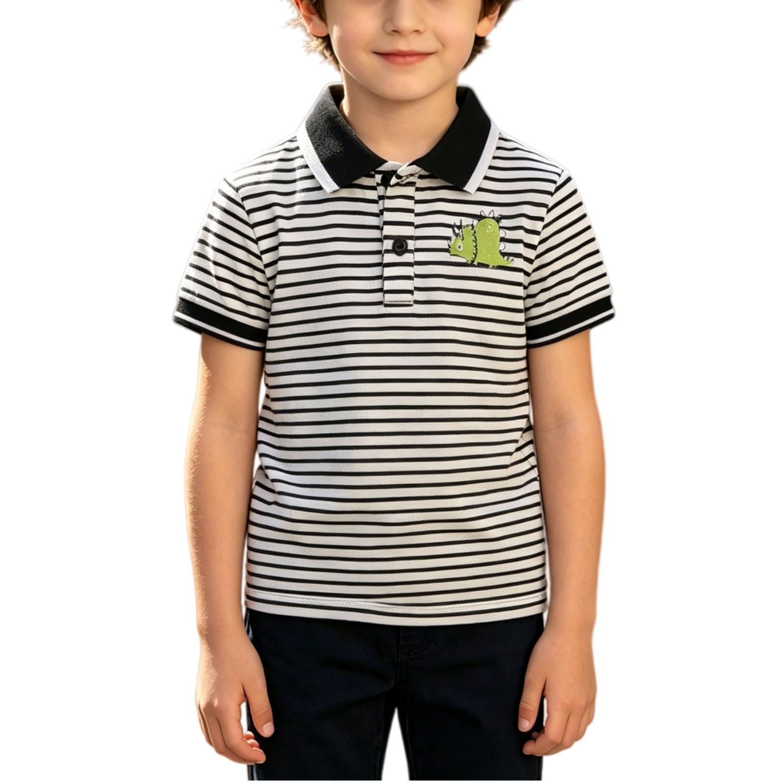 Back to School Polo Shirts for Boys Collared Short Sleeve Button Down Cotton Uniform Tops Daily Casual Outdoor Wear Clothes