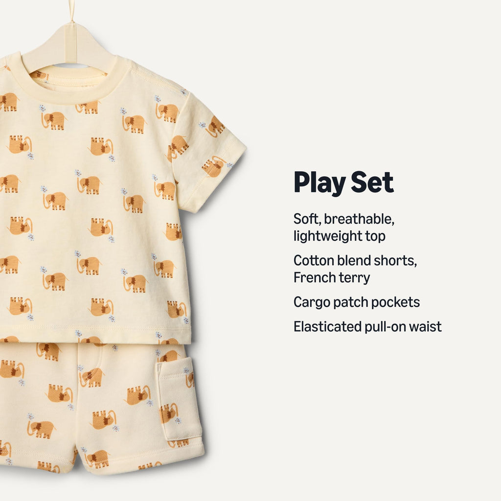 Amazon Essentials x Sofia Grainge Babies, Toddlers, and Boys' T-Shirt and Short Play Set, Multipacks