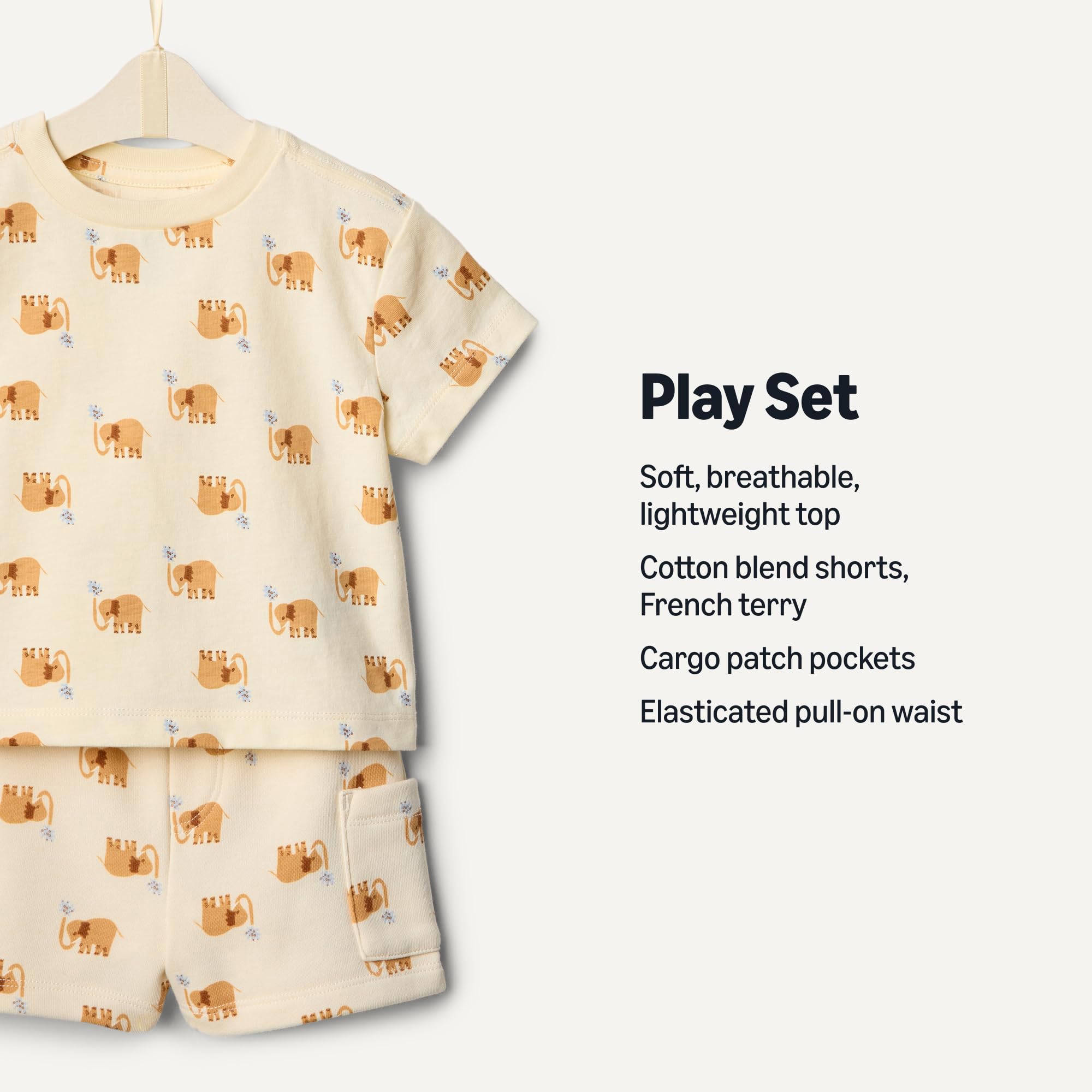 Amazon Essentials x Sofia Grainge Babies, Toddlers, and Boys' T-Shirt and Short Play Set, Multipacks