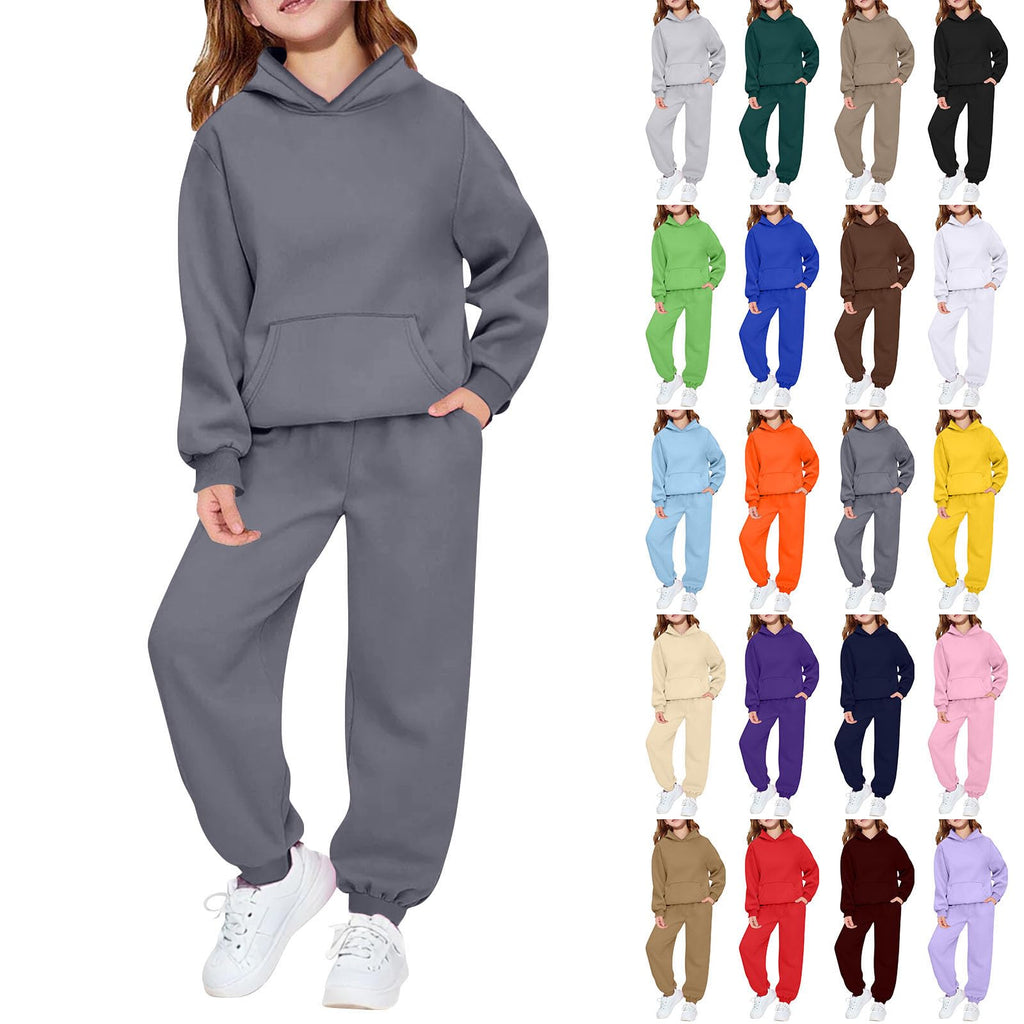 Girls Boys 2 Piece Outfits Sweatsuit Pullover Hoodie Sweatshirt and Sweatpant Tracksuit Athletic Jogger Sets Kids Sportswear