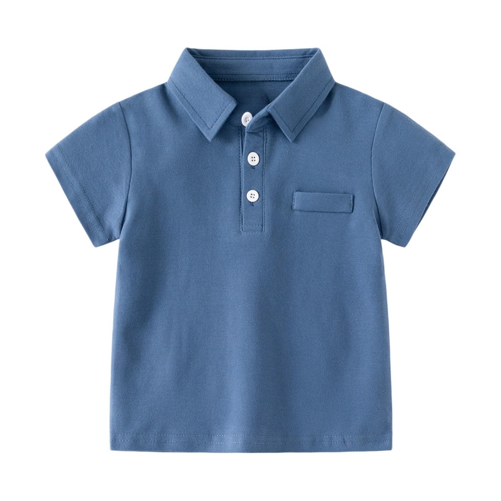 Back to School Polo Shirts for Boys Collared Short Sleeve Button Down Cotton Uniform Tops Daily Casual Outdoor Wear Clothes