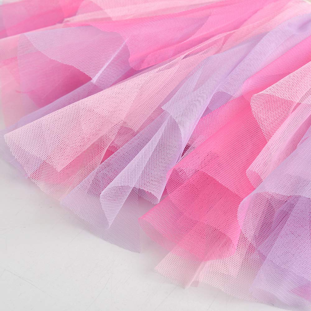 DXTON Girls Rainbow Flower Tulle Skirt Toddler Tutu Girls Clothes