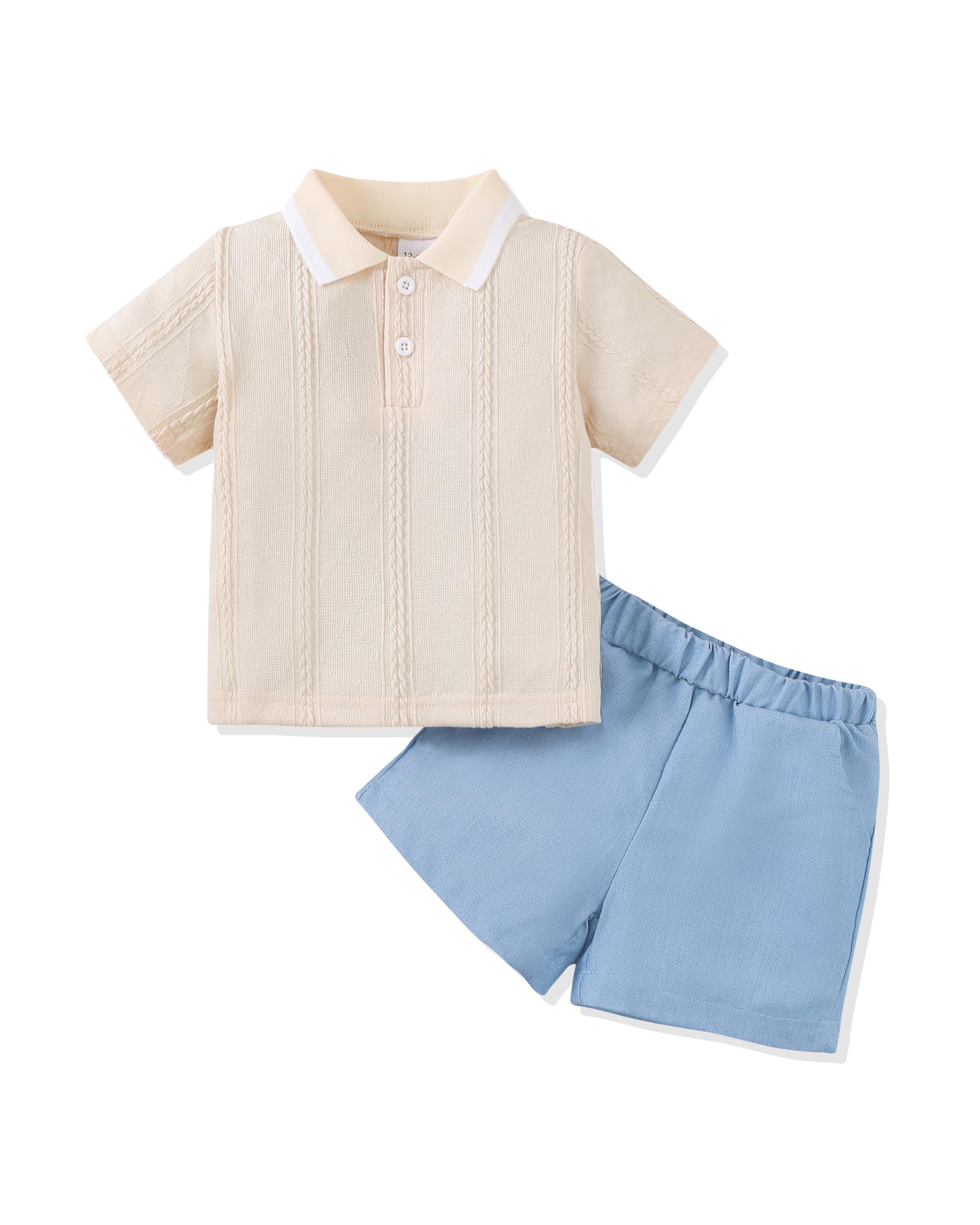 Renotemy Toddler Baby Boys Clothes Summer Outfits Polo Shirt Shorts Set 2Pcs Boys Clothing Sets 12 Month-5T