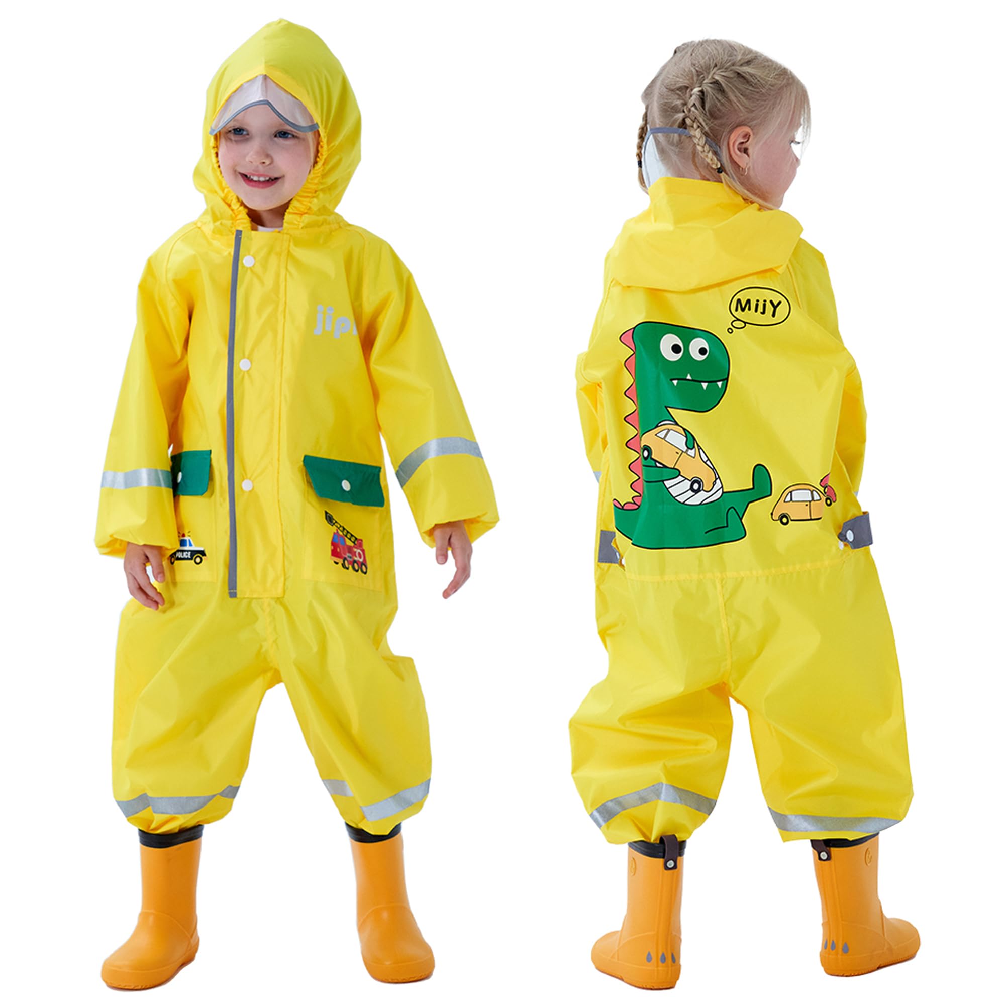 Toddler Rain Suit Boys Girls One Piece Raincoat Cartoon Waterproof Coverall Kids Rainwear S-XXL Size